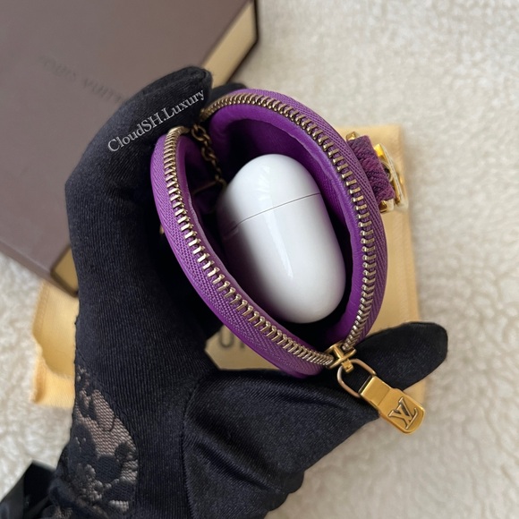 Auth Louis Vuitton Purple Denim Round Coin Key Pouch - Unused - Picture 5 of 8